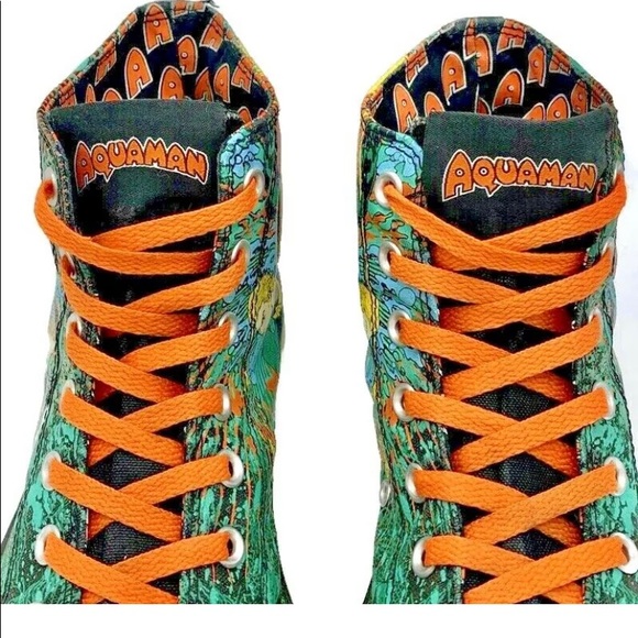 RARE Converse All Star Chuck Taylor Aquaman DC Shoes Men's size 9 Women's 11 - Picture 3 of 12
